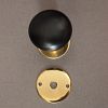 BOUTON DE PORTE ROND noir mat s/rosace laiton poli ...